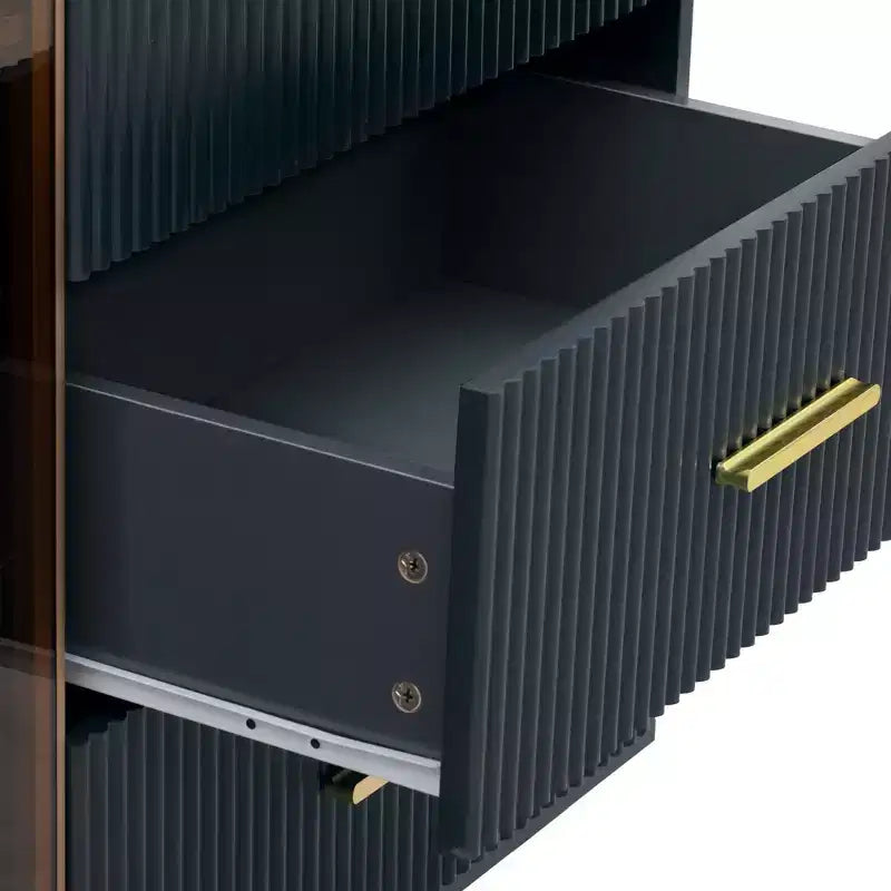 Credenza moderna con piano in finto marmo e gambe in metallo dorato