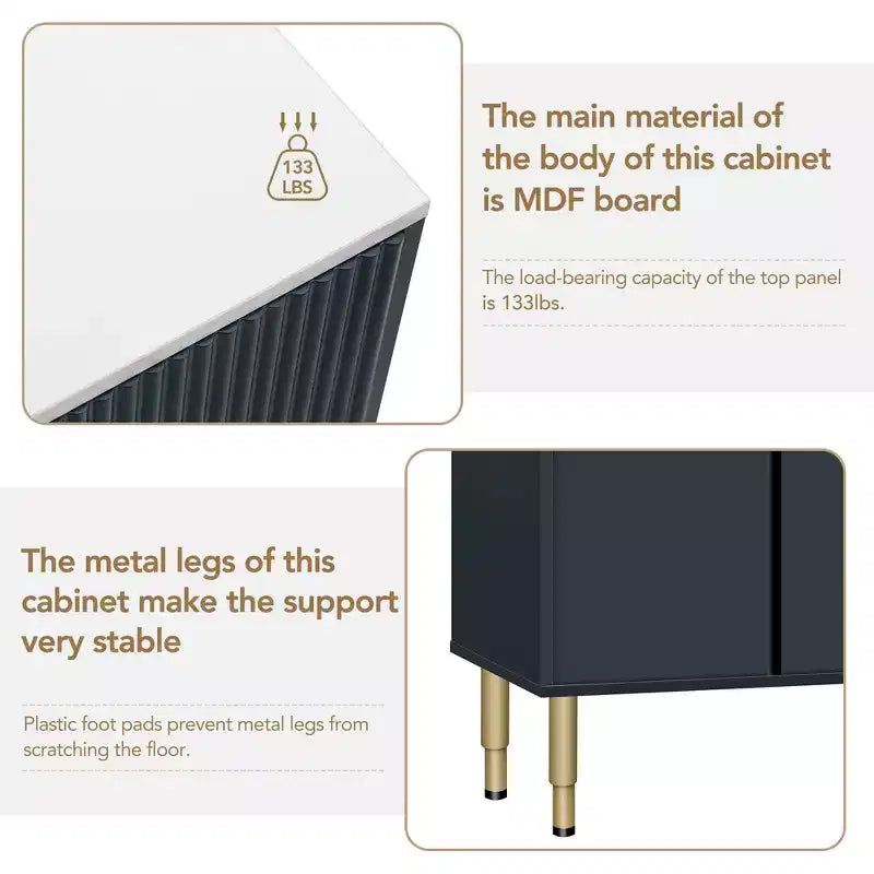 Credenza moderna con piano in finto marmo e gambe in metallo dorato