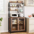 Bakers Rack with Cabinet 5 Tier Microwave Stand 63.78 Microwave Storage Rack with Door Vintage Kitchen Utility Storage Shelf