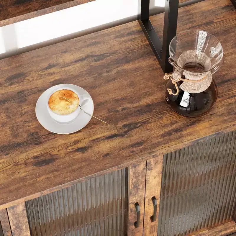 Scaffale da Panettiere a 5 Ripiani con Armadietto, Supporto per Microonde e Contenitore da Cucina da 63,78 Pollici