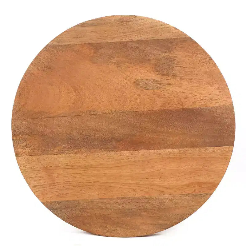 Tavolino rotondo in legno di mango, oro e naturale
