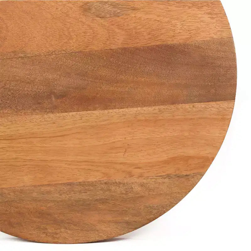 Tavolino rotondo in legno di mango, oro e naturale