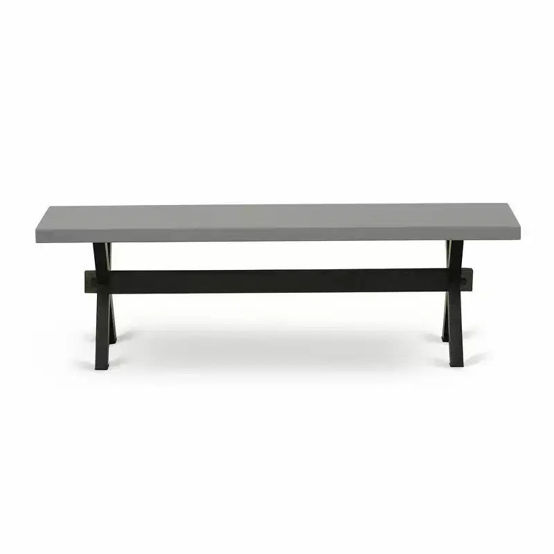 Panca da pranzo moderna X-Style con sedile in legno, 60x15x18 pollici, nero/grigio