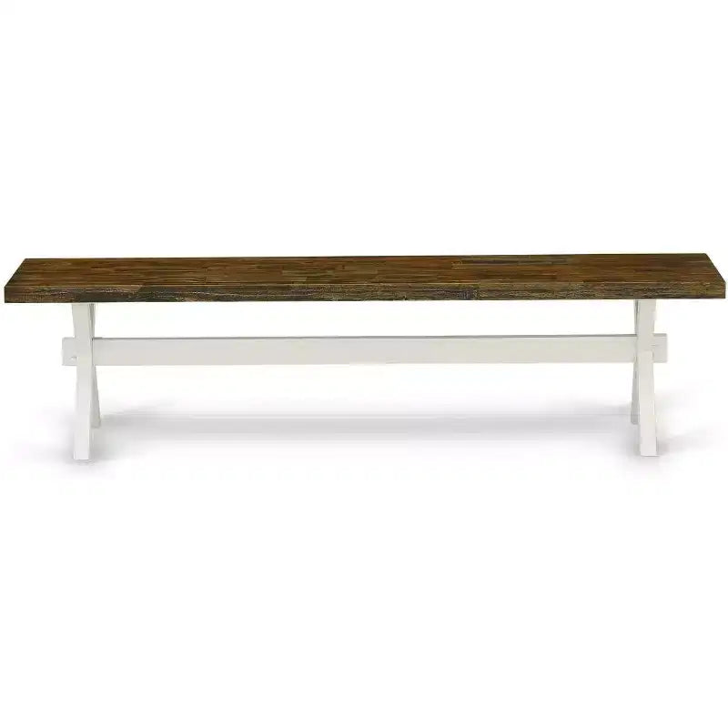 Panca da pranzo moderna X-Style con sedile in legno, 60x15x18 pollici, nero/grigio