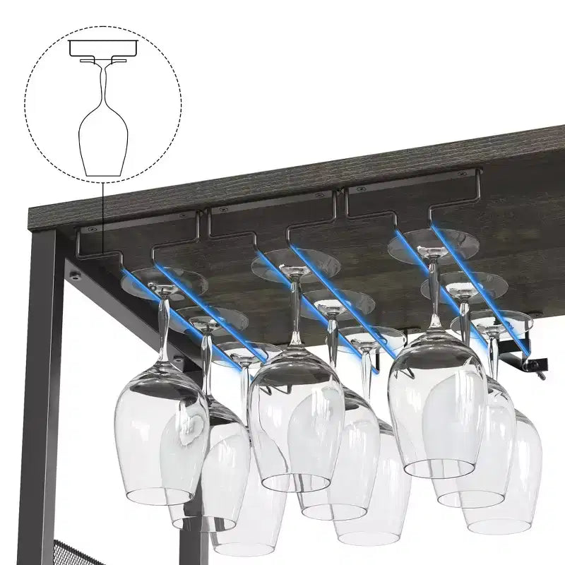Mobile bar retrò con portabottiglie e ripiani regolabili