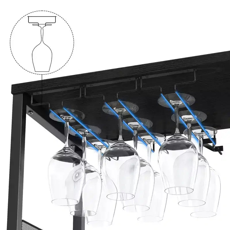 Mobile bar retrò con portabottiglie e ripiani regolabili