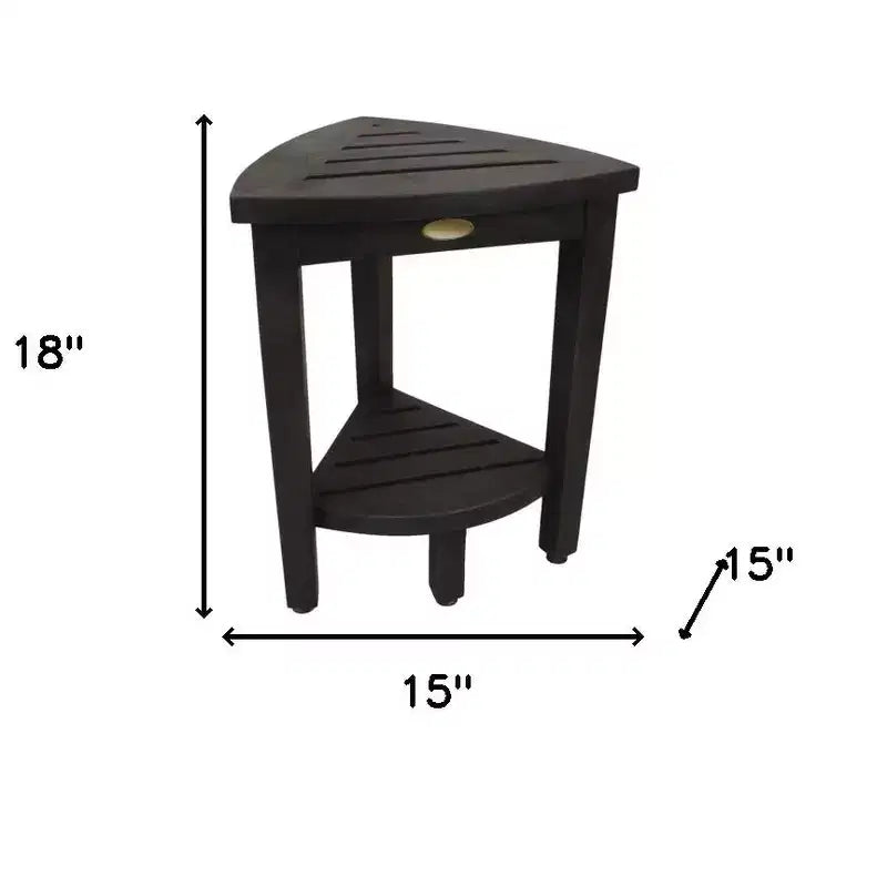 Panca angolare curvilinea da doccia in teak grigio da 45,7 cm con ripiano