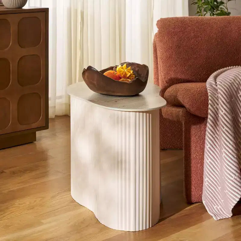 Tavolino laterale in ceramica media, beige