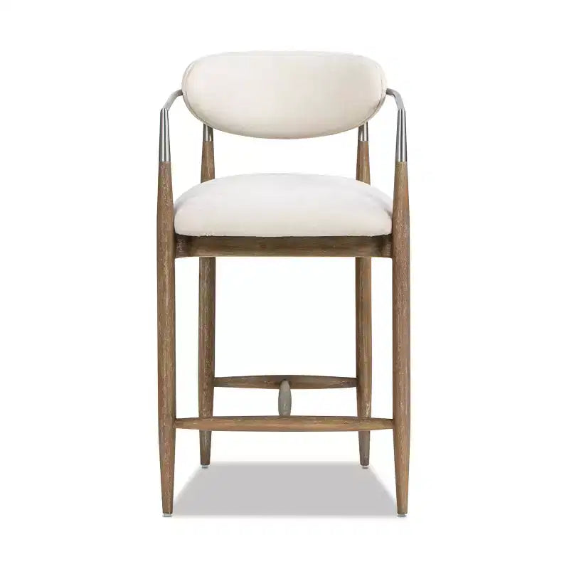 Sgabello da bancone imbottito in materiali misti da 66 cm, chenille bianco caldo
