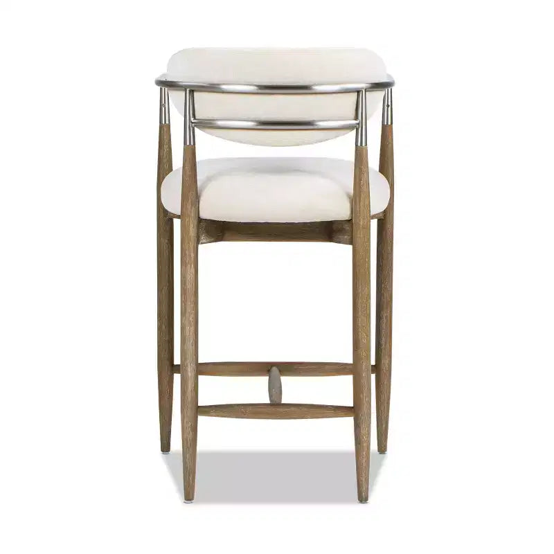 Sgabello da bancone imbottito in materiali misti da 66 cm, chenille bianco caldo