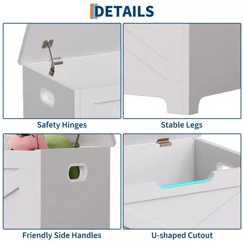 Sgabello Contenitore da 60 cm con Gambe dalla Forma Unica, MDF, Design Salvaspazio