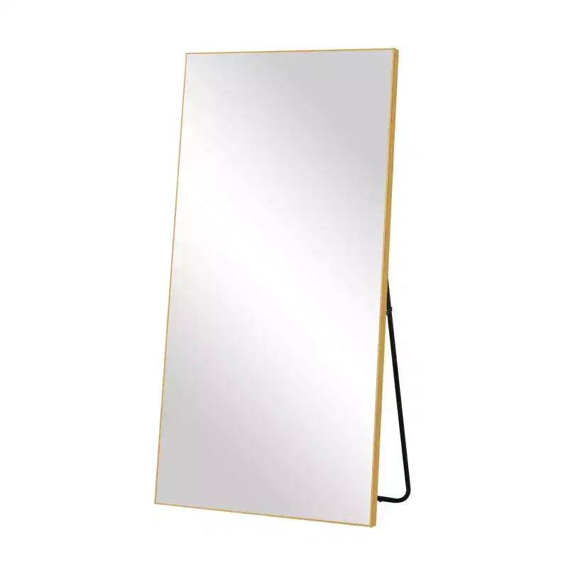 Specchio a figura intera con cornice sottile in alluminio e supporto, 71x31 pollici