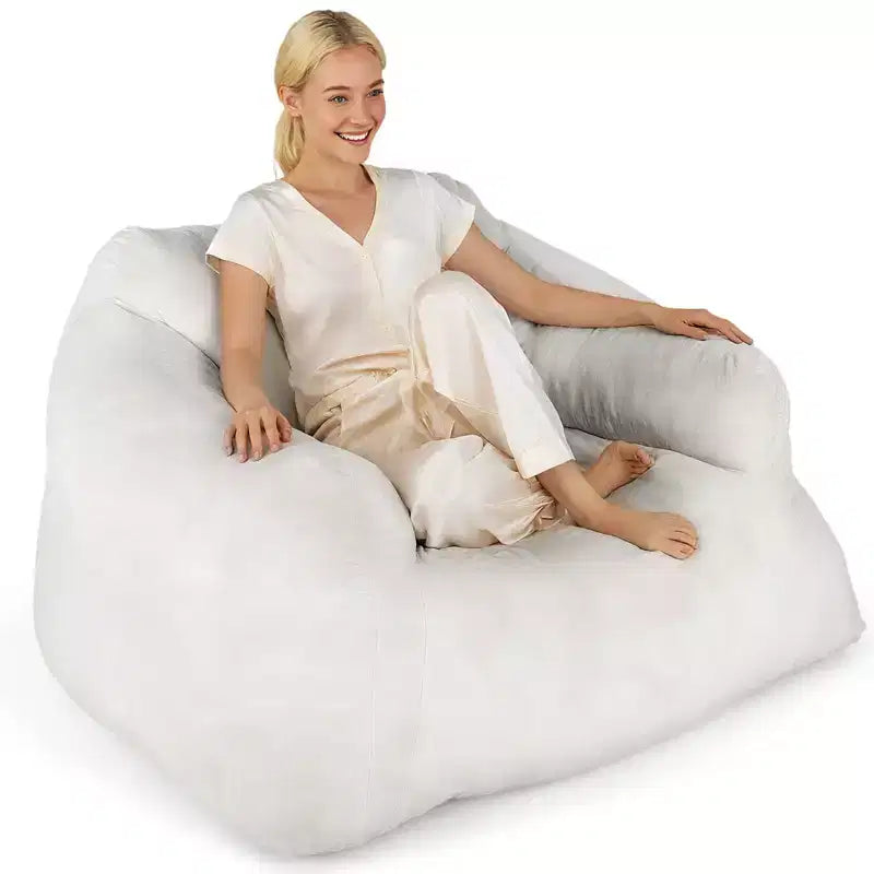 Poltrona Sacco per Adulti, Divano Pigro in Peluche con Rivestimento in Velluto Ultra Morbido, Beige