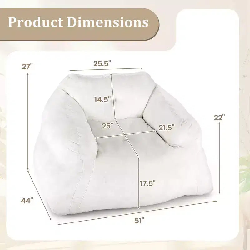 Poltrona Sacco per Adulti, Divano Pigro in Peluche con Rivestimento in Velluto Ultra Morbido, Beige