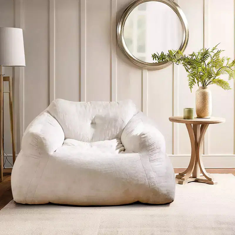 Poltrona Sacco per Adulti, Divano Pigro in Peluche con Rivestimento in Velluto Ultra Morbido, Beige