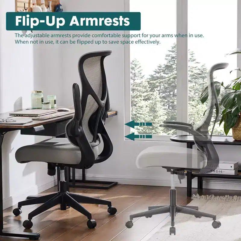 Sedia da ufficio girevole ergonomica moderna in rete con braccioli e supporto lombare
