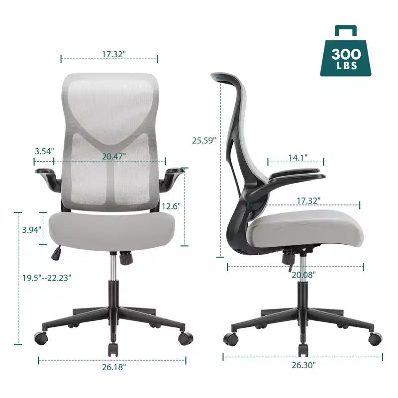 Sedia da ufficio girevole ergonomica moderna in rete con braccioli e supporto lombare