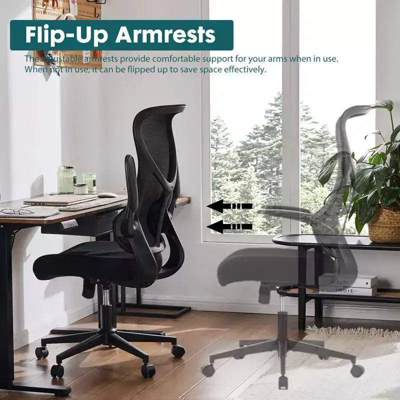 Sedia da ufficio girevole ergonomica moderna in rete con braccioli e supporto lombare