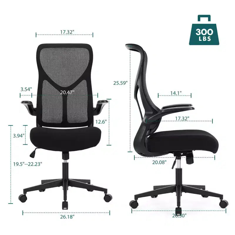 Sedia da ufficio girevole ergonomica moderna in rete con braccioli e supporto lombare