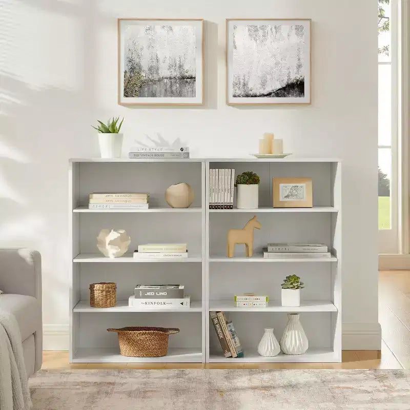 Libreria minimalista a 8 ripiani, organizer a doppio strato per soggiorno e ufficio