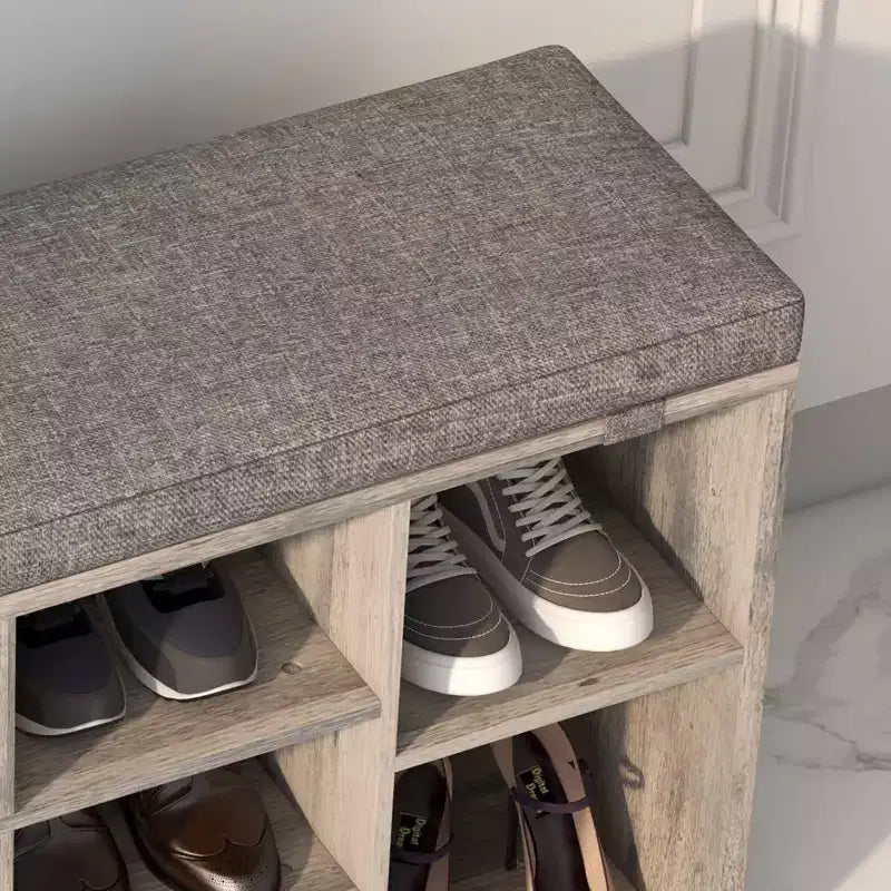 Panca porta scarpe da 104 cm con 10 scomparti, cuscino e tasca laterale