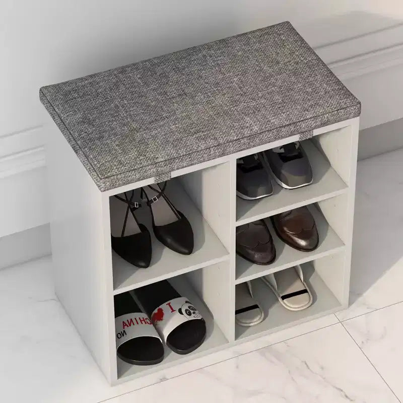Panca porta scarpe da 104 cm con 10 scomparti, cuscino e tasca laterale