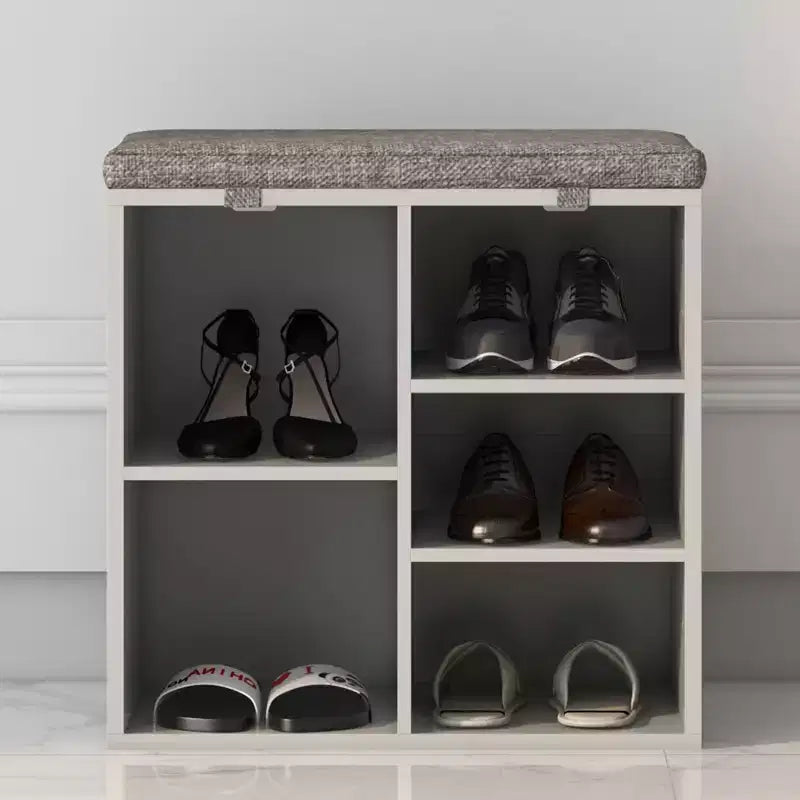 Panca porta scarpe da 104 cm con 10 scomparti, cuscino e tasca laterale