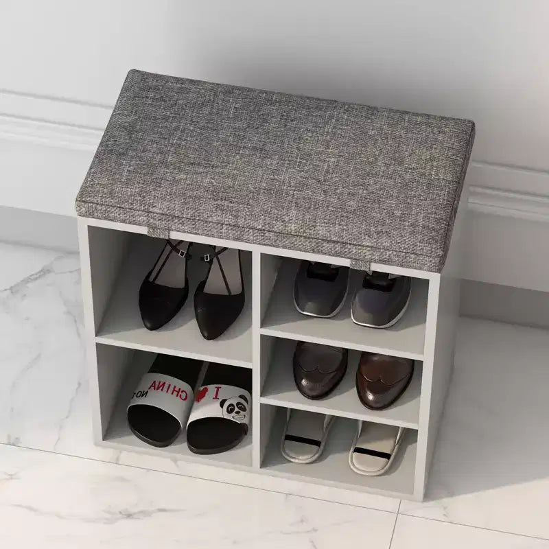 Panca porta scarpe da 104 cm con 10 scomparti, cuscino e tasca laterale