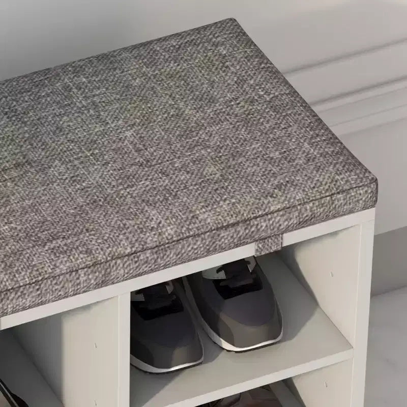 Panca porta scarpe da 104 cm con 10 scomparti, cuscino e tasca laterale
