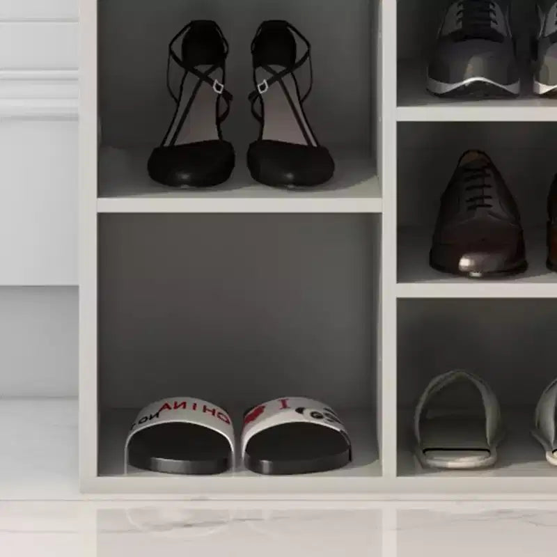 Panca porta scarpe da 104 cm con 10 scomparti, cuscino e tasca laterale