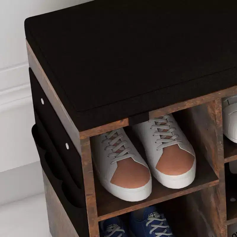 Panca porta scarpe da 104 cm con 10 scomparti, cuscino e tasca laterale