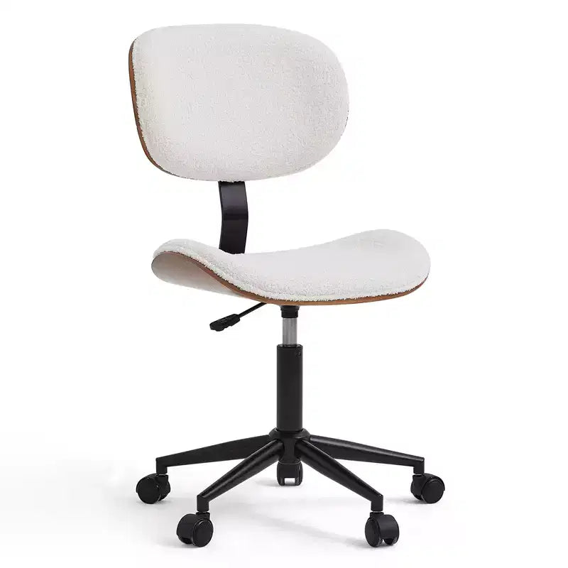 Sedia da scrivania ergonomica senza braccioli con supporto lombare, in pelle PU, regolabile in altezza
