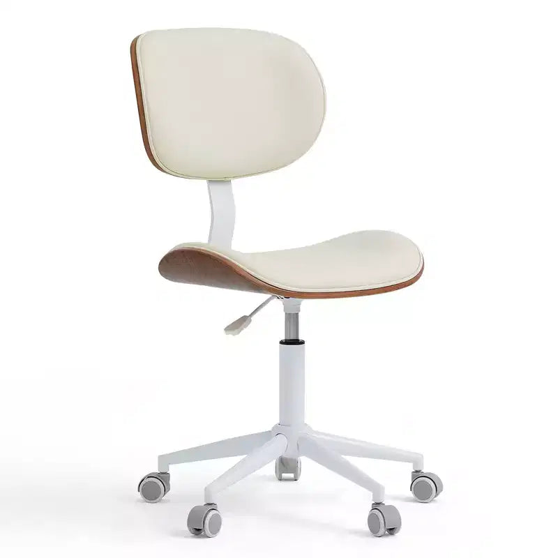 Sedia da scrivania ergonomica senza braccioli con supporto lombare, in pelle PU, regolabile in altezza