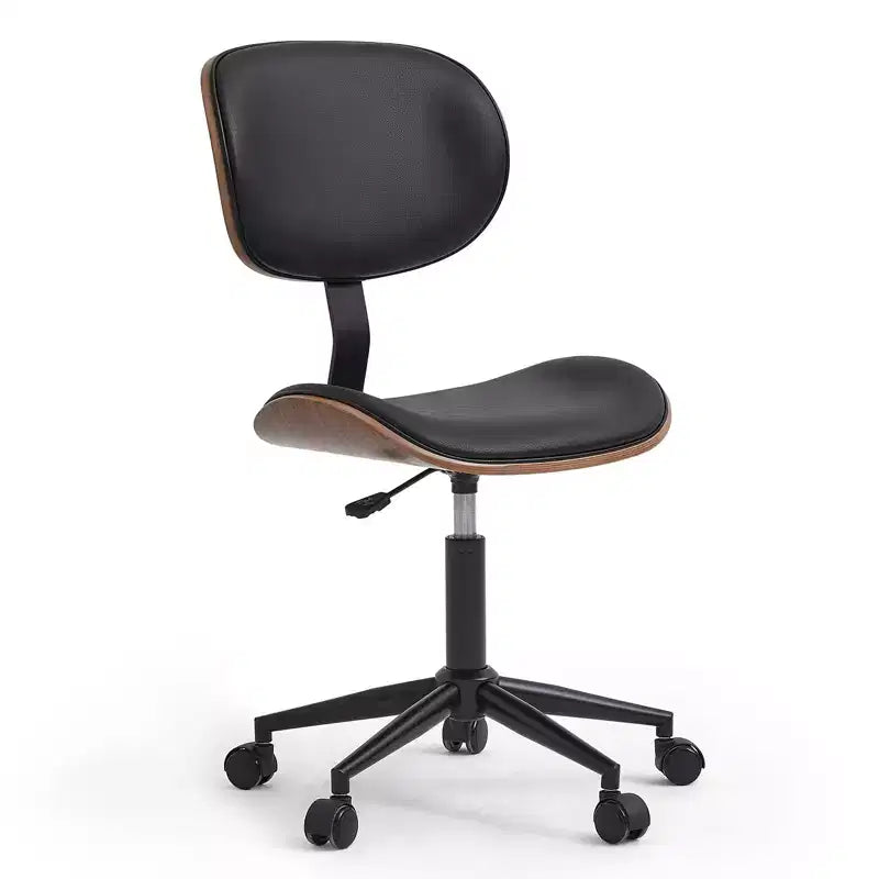 Sedia da scrivania ergonomica senza braccioli con supporto lombare, in pelle PU, regolabile in altezza