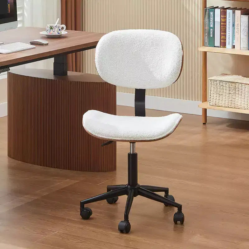 Sedia da scrivania ergonomica senza braccioli con supporto lombare, in pelle PU, regolabile in altezza