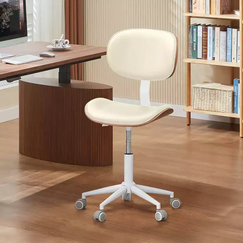 Sedia da scrivania ergonomica senza braccioli con supporto lombare, in pelle PU, regolabile in altezza