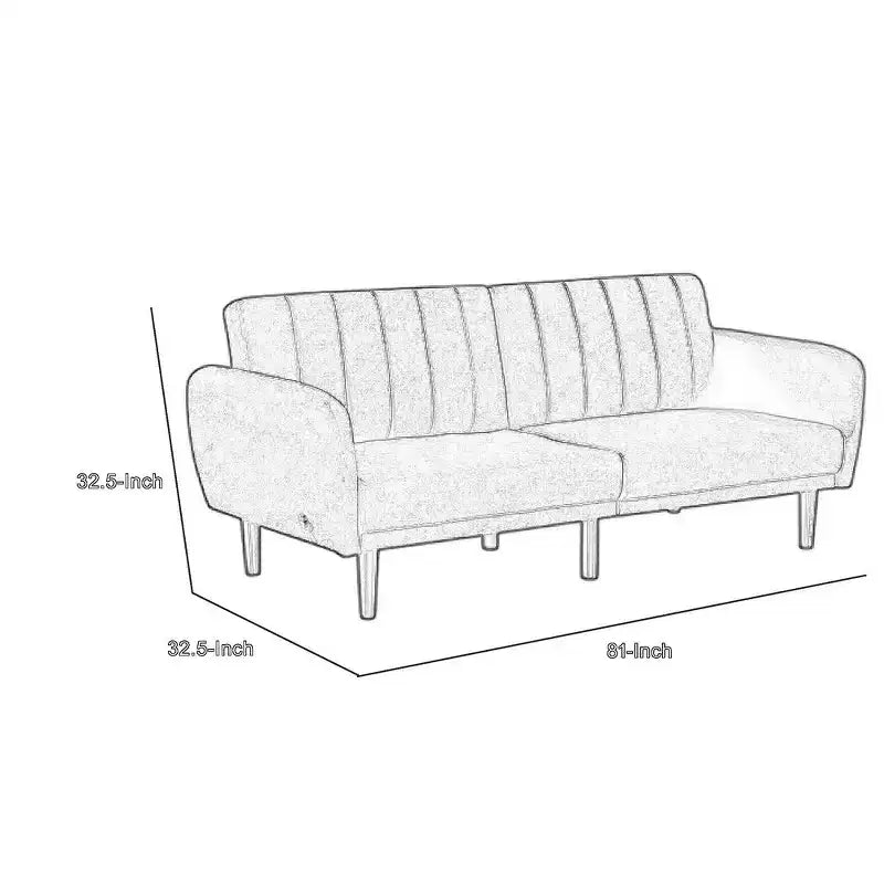 Divano Letto Futon Pieghevole, Grigio Chiaro, Schienale Trapuntato a Canali Stile Retrò