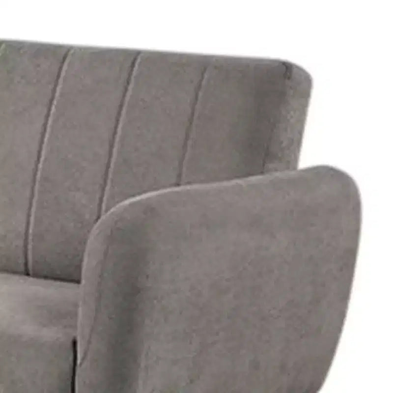 Divano Letto Futon Pieghevole, Grigio Chiaro, Schienale Trapuntato a Canali Stile Retrò