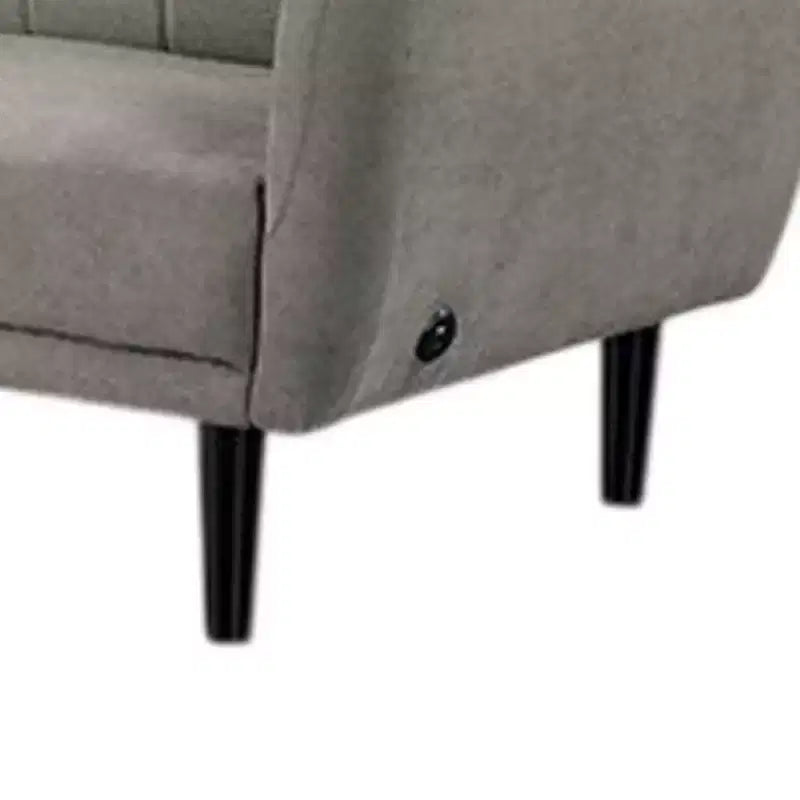 Divano Letto Futon Pieghevole, Grigio Chiaro, Schienale Trapuntato a Canali Stile Retrò