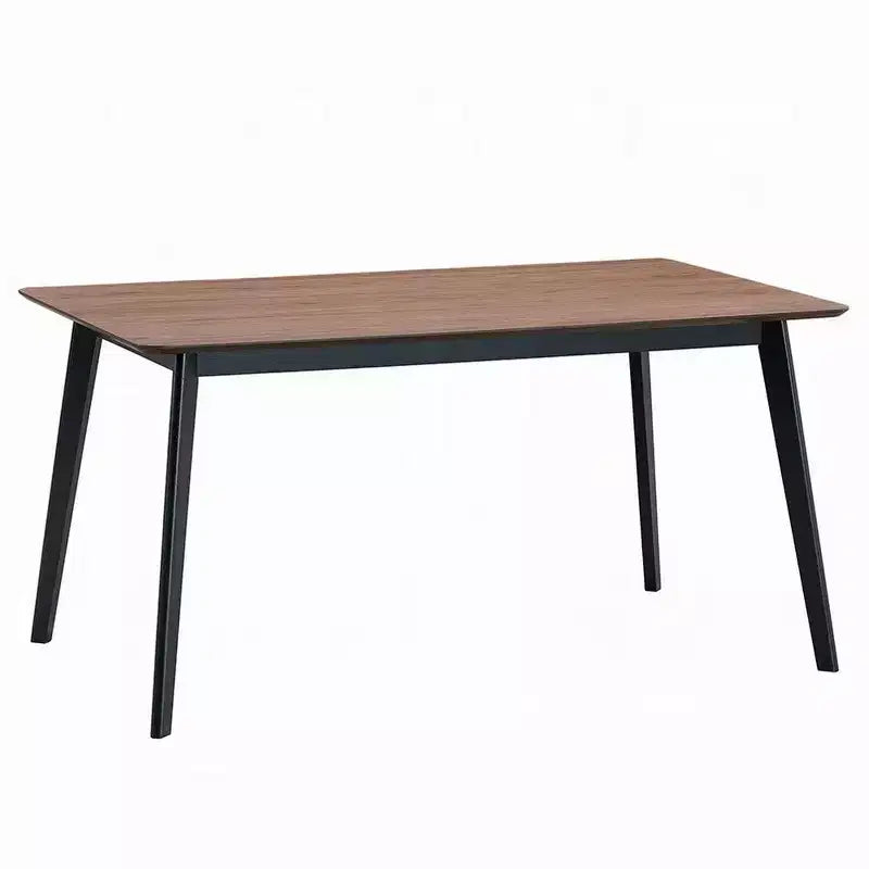 Tavolo da pranzo rettangolare da 59 pollici, piano marrone con gambe scandinave nere