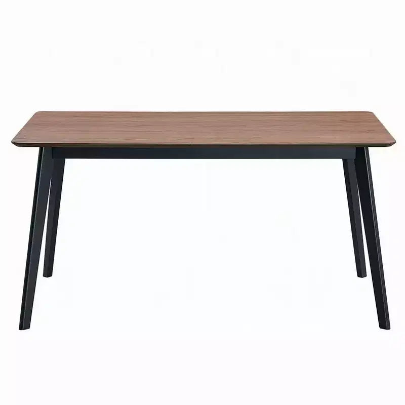 Tavolo da pranzo rettangolare da 59 pollici, piano marrone con gambe scandinave nere