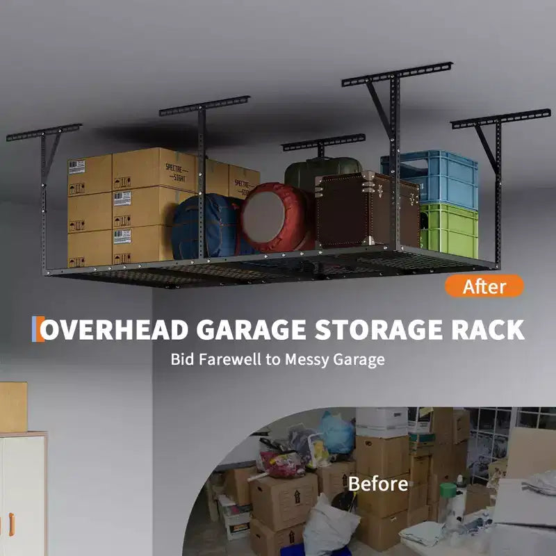 Scaffale pensile per garage per carichi pesanti, montaggio a soffitto, capacità 272 kg
