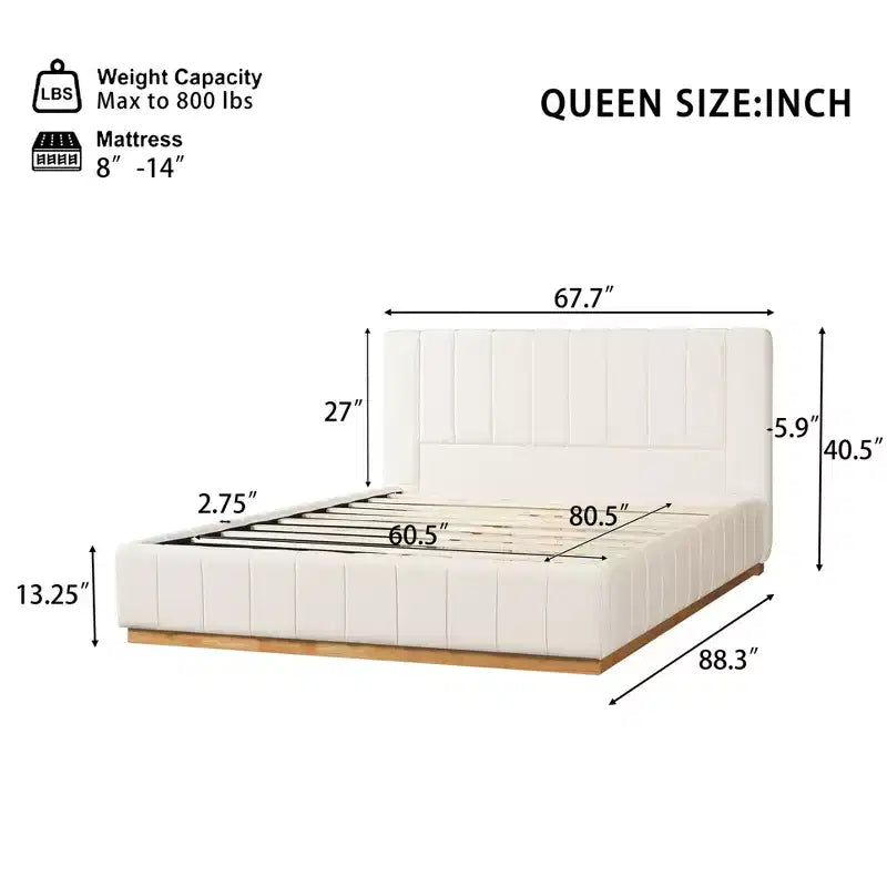 Letto moderno a righe in tessuto con testiera