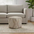 Pouf ottomano cubico geometrico in iuta di cotone naturale e avorio da 18 pollici