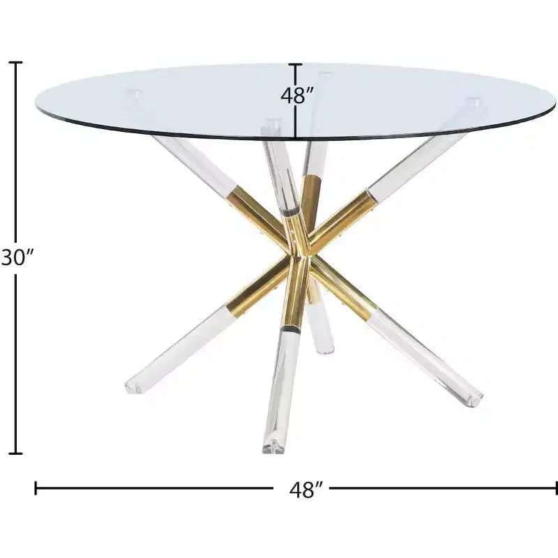 Tavolo da pranzo moderno in acrilico e oro