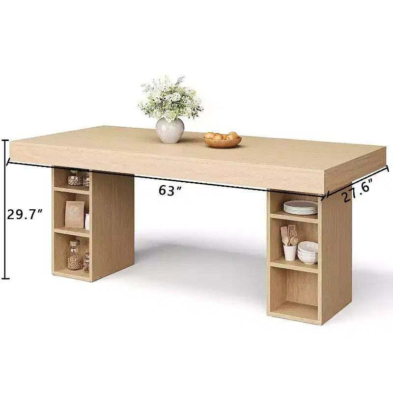 Tavolo da pranzo rettangolare in legno da 160 cm, 6 posti, facile da montare