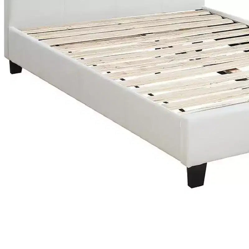 Letto matrimoniale Queen in similpelle di transizione con testiera imbottita, bianco