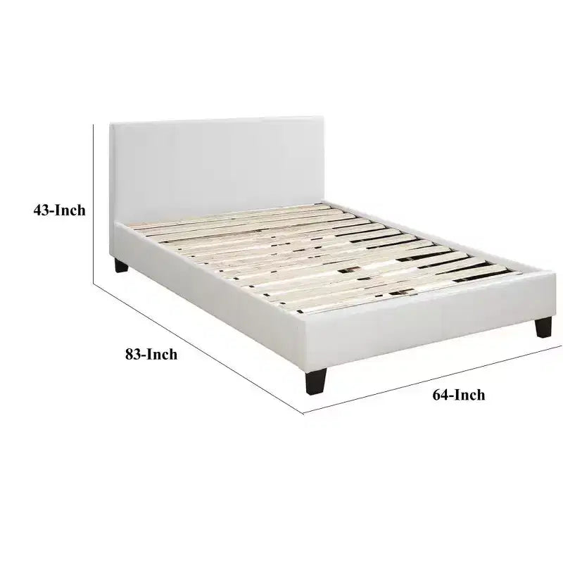 Letto matrimoniale Queen in similpelle di transizione con testiera imbottita, bianco