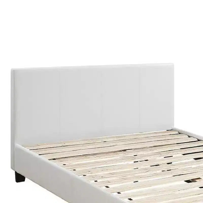 Letto matrimoniale Queen in similpelle di transizione con testiera imbottita, bianco
