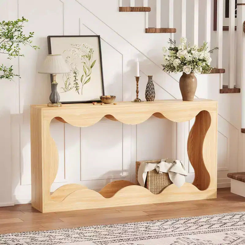 Tavolo Consolle da 160 cm Stile Rustico con Spazio Contenitore per Ingresso Soggiorno